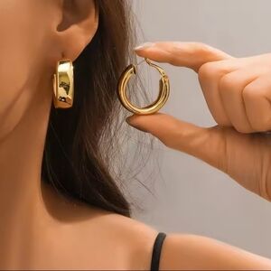 Vintage Gold Hoop Earrings Women's New‎ f85